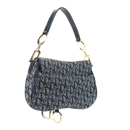 Christian Dior Monogram Double Saddle Bag Navy Blue 3 of 9