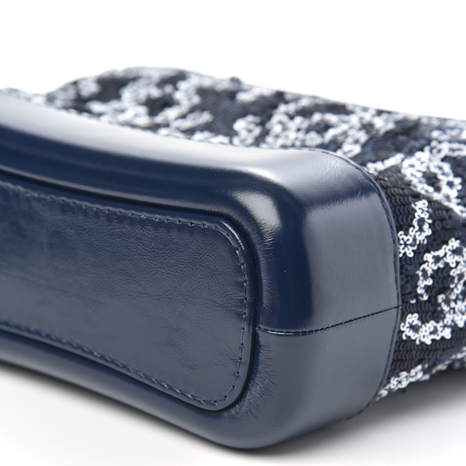 Chanel Sequin Calfskin Small Gabrielle Hobo Navy Blue White 10 of 11