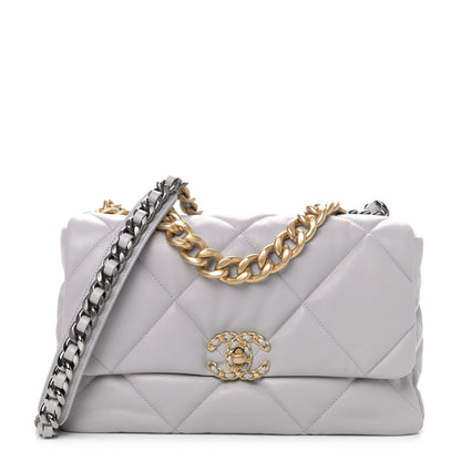 Chanel Lambskin Quilted Large Chanel 19 Flap Grey 1 of 4