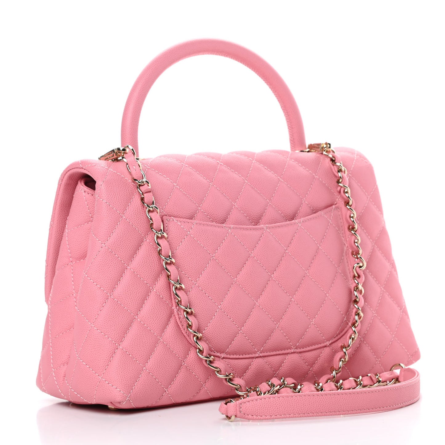 Caviar Quilted Small Coco Handle Flap Pink