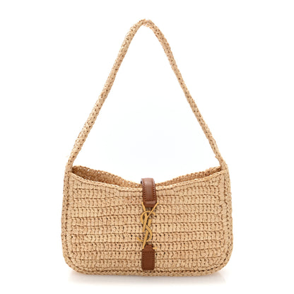 Saint Laurent Raffia Calfskin Le 5 A 7 Mini Hobo   Natural Brick 1 of 10