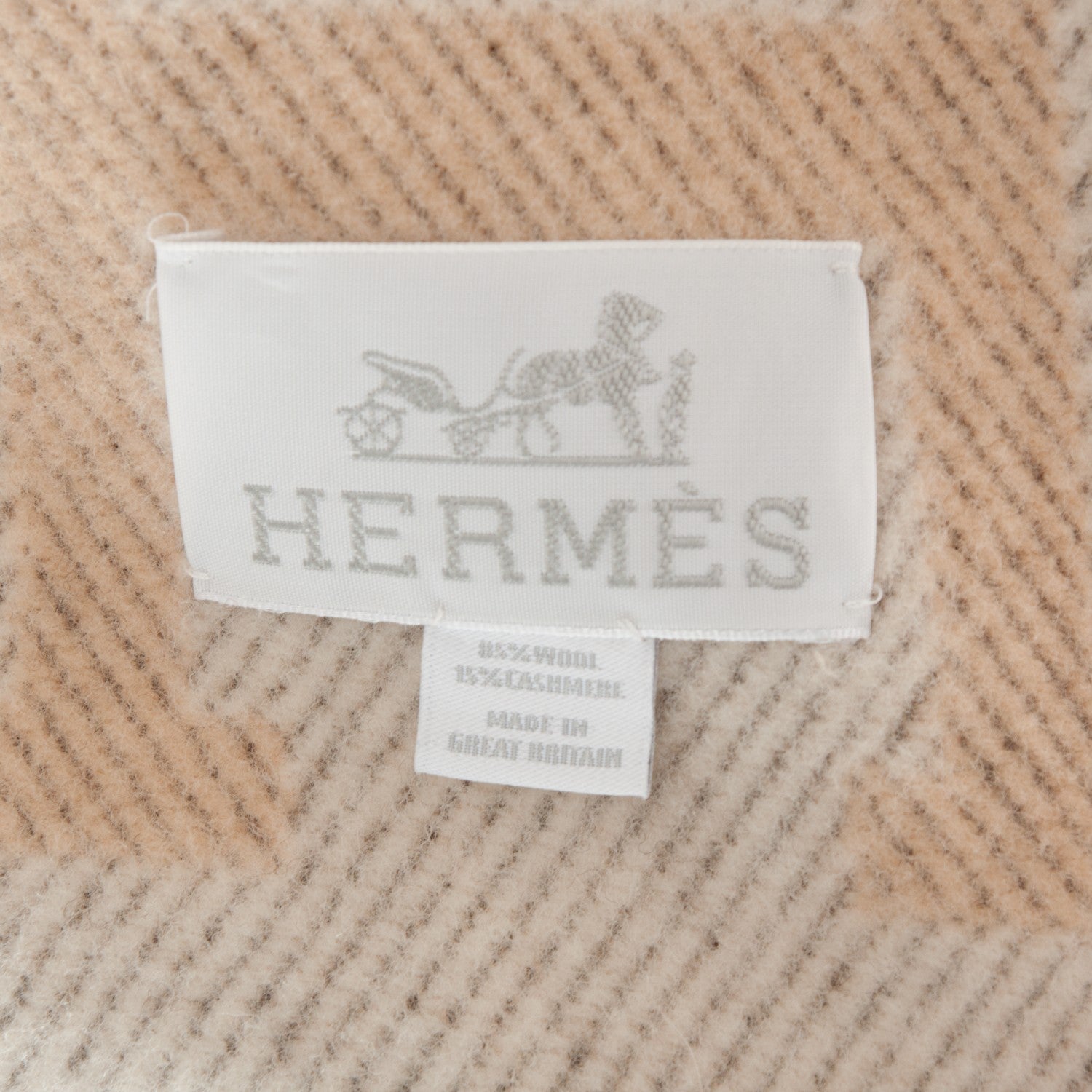 Hermes Wool Cashmere Signature Avalon Blanket Ecru Chamomile 4 of 4