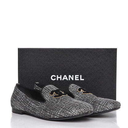 Chanel Fantasy Tweed CC Mocassin Loafers 41 Silver 11 of 11