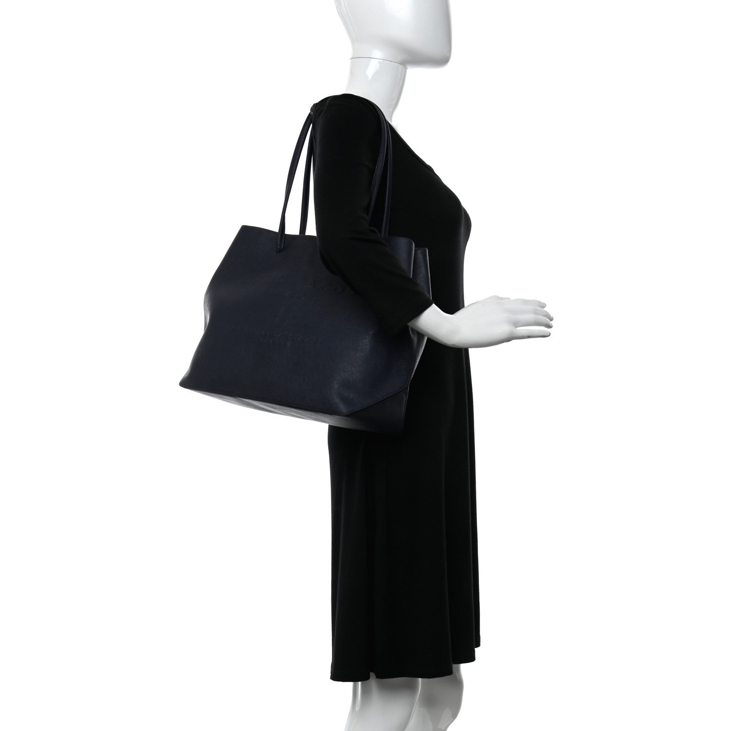 Marc Jacobs Calfskin Embossed Logo East West Shopper Tote Dark Blue 2 of 10