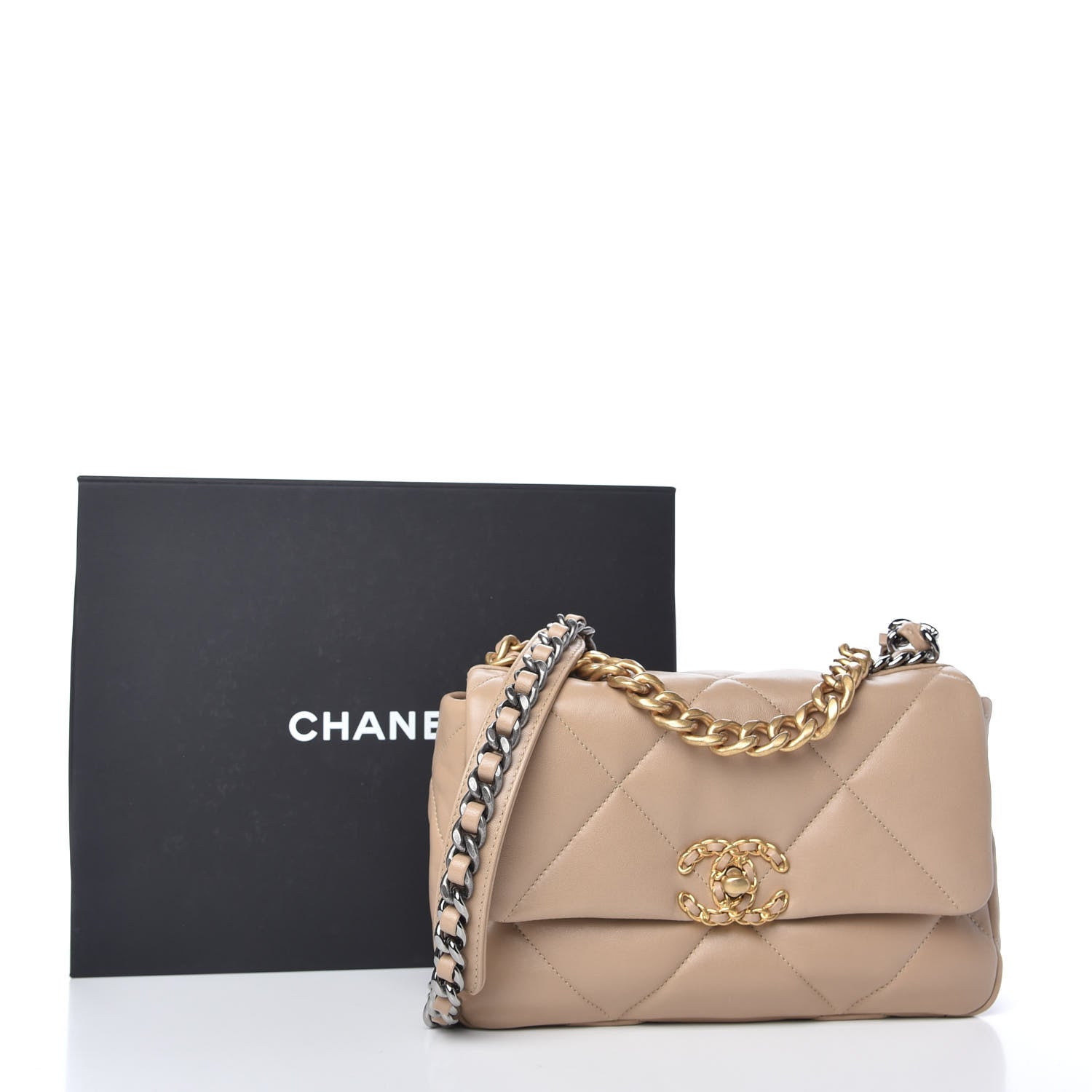 Chanel Lambskin Quilted Medium Chanel 19 Flap Dark Beige 10 of 10