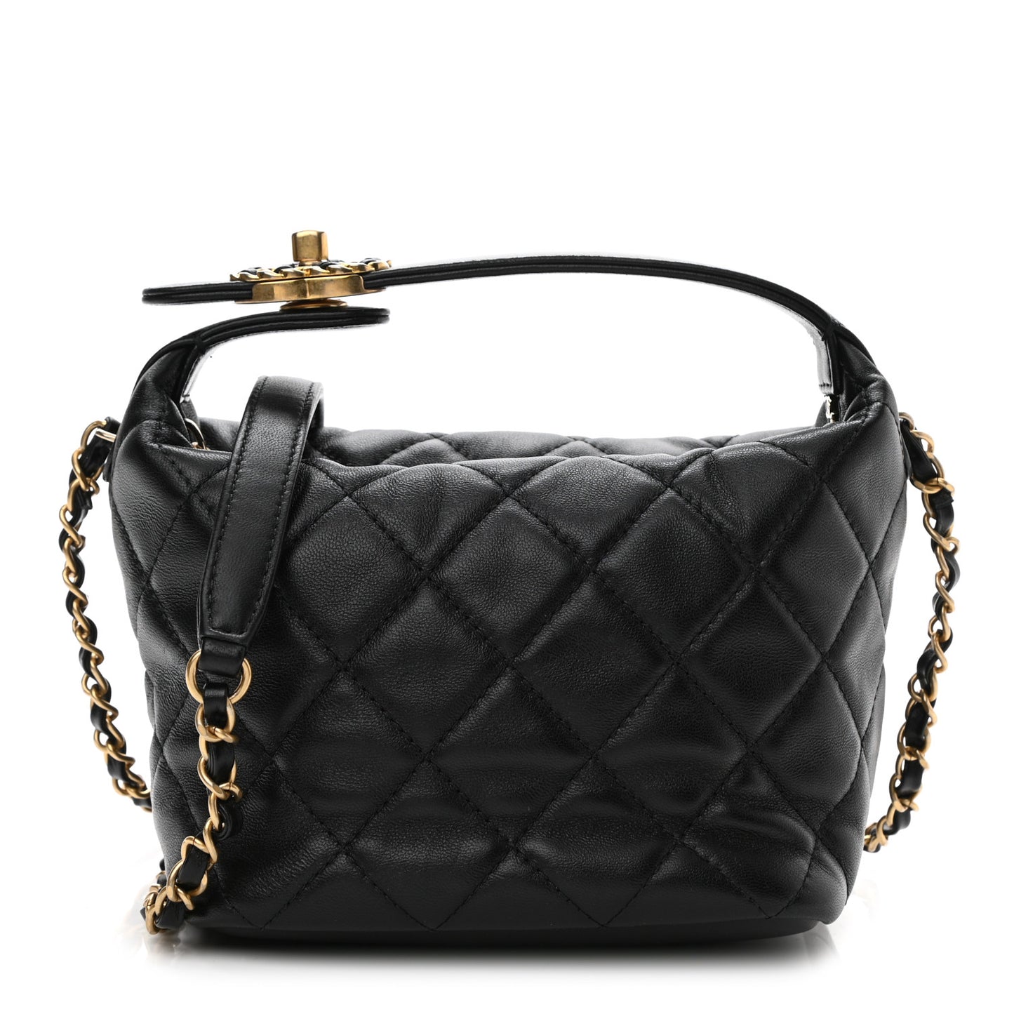 Lambskin Quilted Small Perfect Meeting Hobo Black
