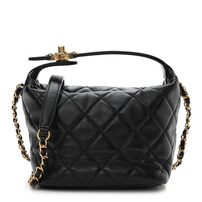 Chanel Lambskin Quilted Small Perfect Meeting Hobo Black 1 of 11