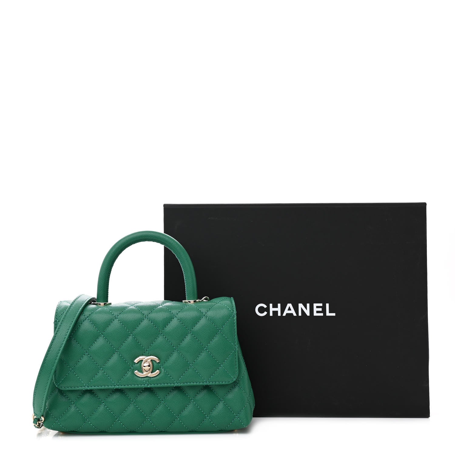 Chanel Caviar Quilted Mini Coco Handle Flap Green 12 of 12