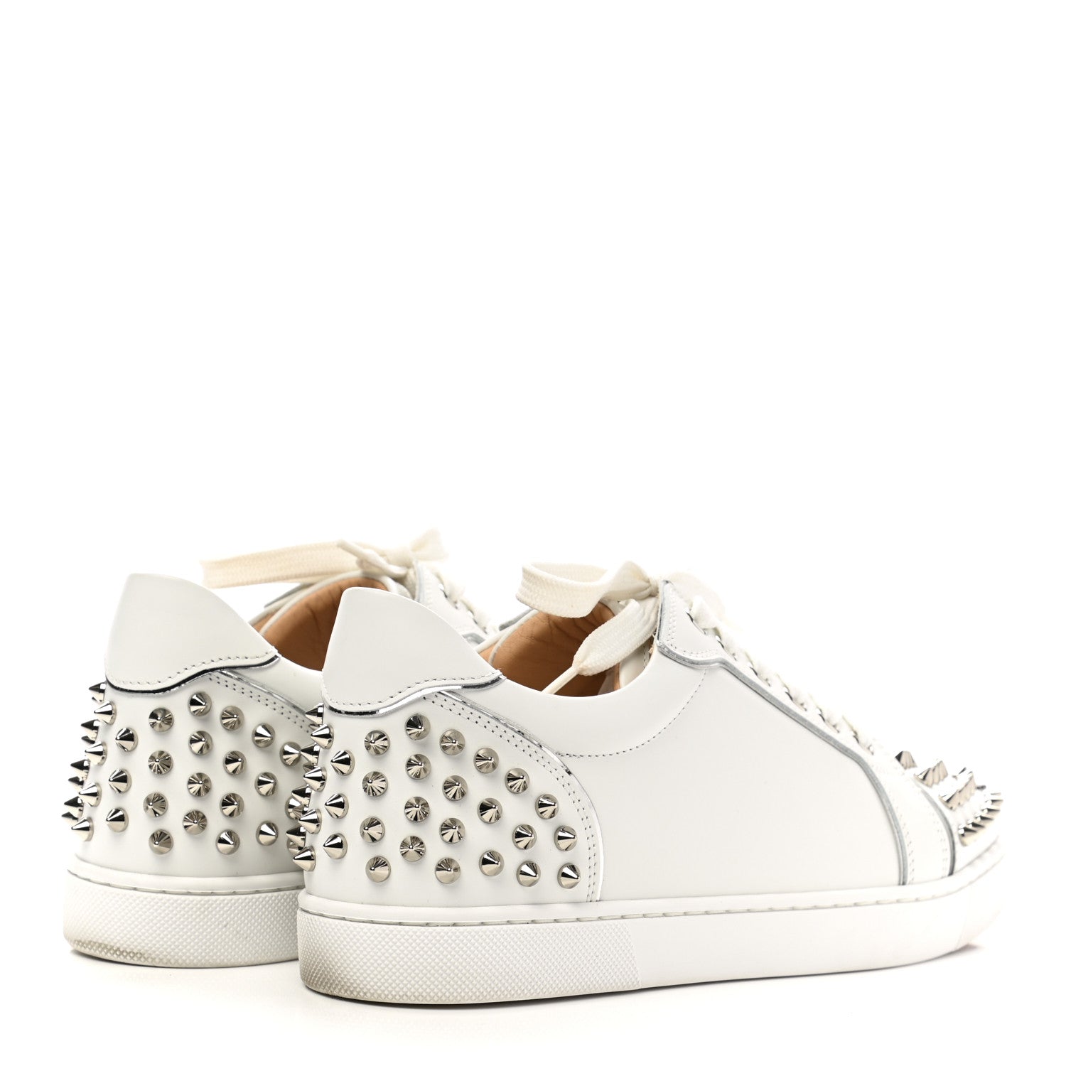 Christian Louboutin Calfskin Spikes Womens Vieira 2 Flat Sneakers 38 White 3 of 11