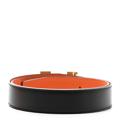 Hermes Box Togo 32mm H Belt 80 Black Orange 2 of 6