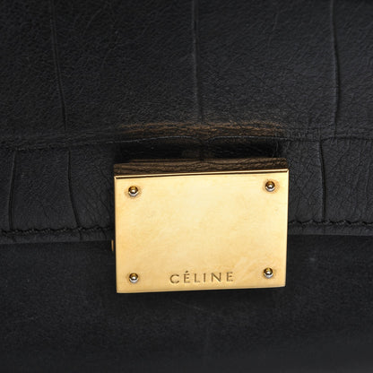Celine Crocodile Embossed Calfskin Medium Trapeze Black 9 of 9