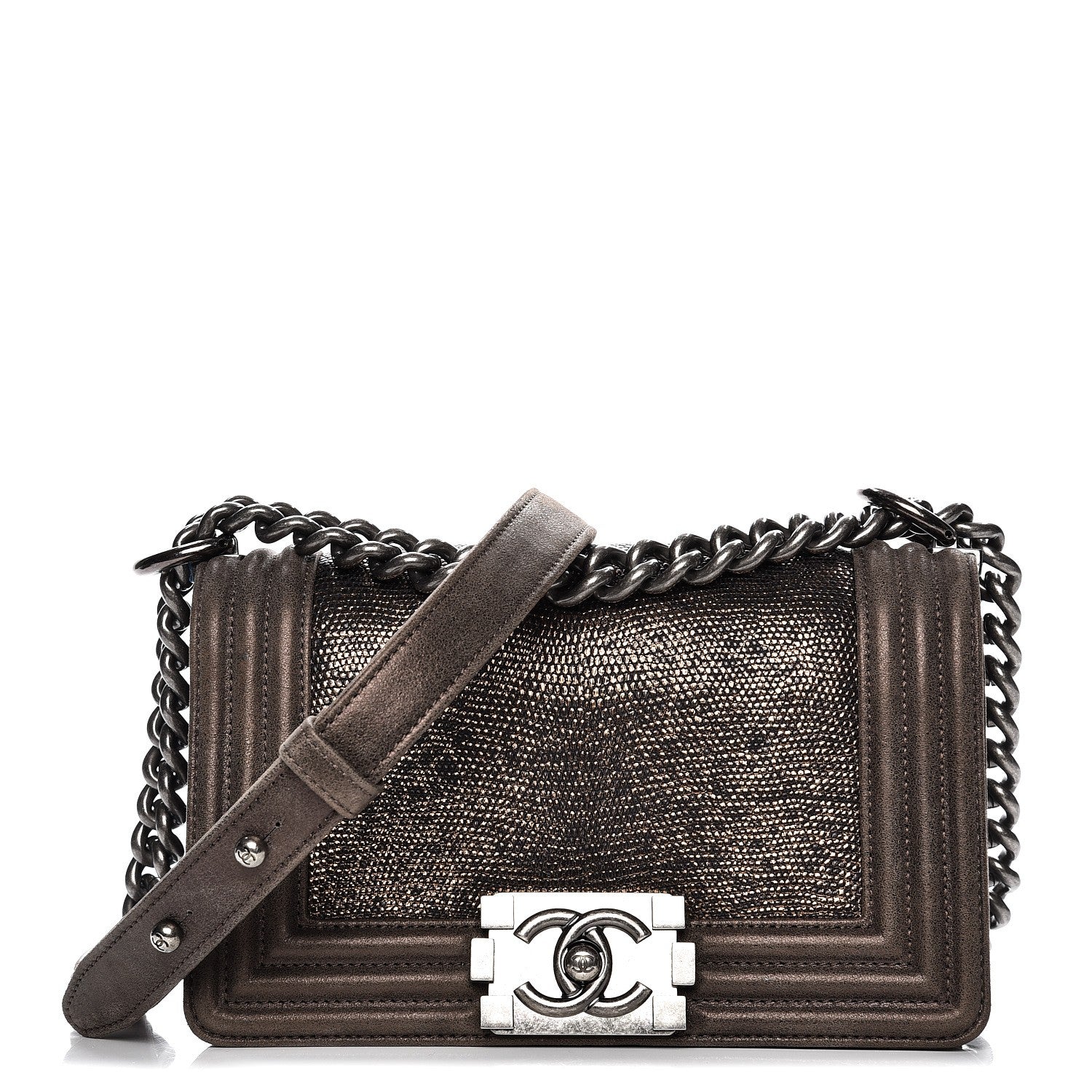 Chanel Metallic Lizard Iridescent Calfskin Small Boy Flap Bronze 1 of 7