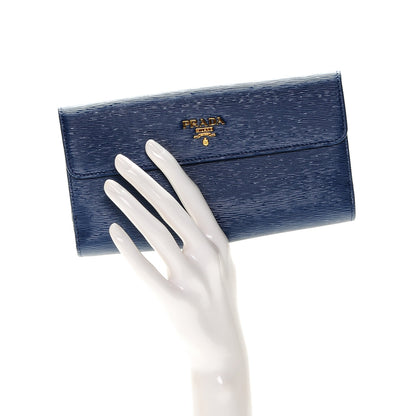 Prada Vitello Move Continental Flap Wallet Bleuette 2 of 6