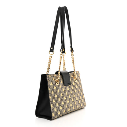Gucci GG Supreme Monogram Bees Small Padlock Tote Beige Oro Black 3 of 12