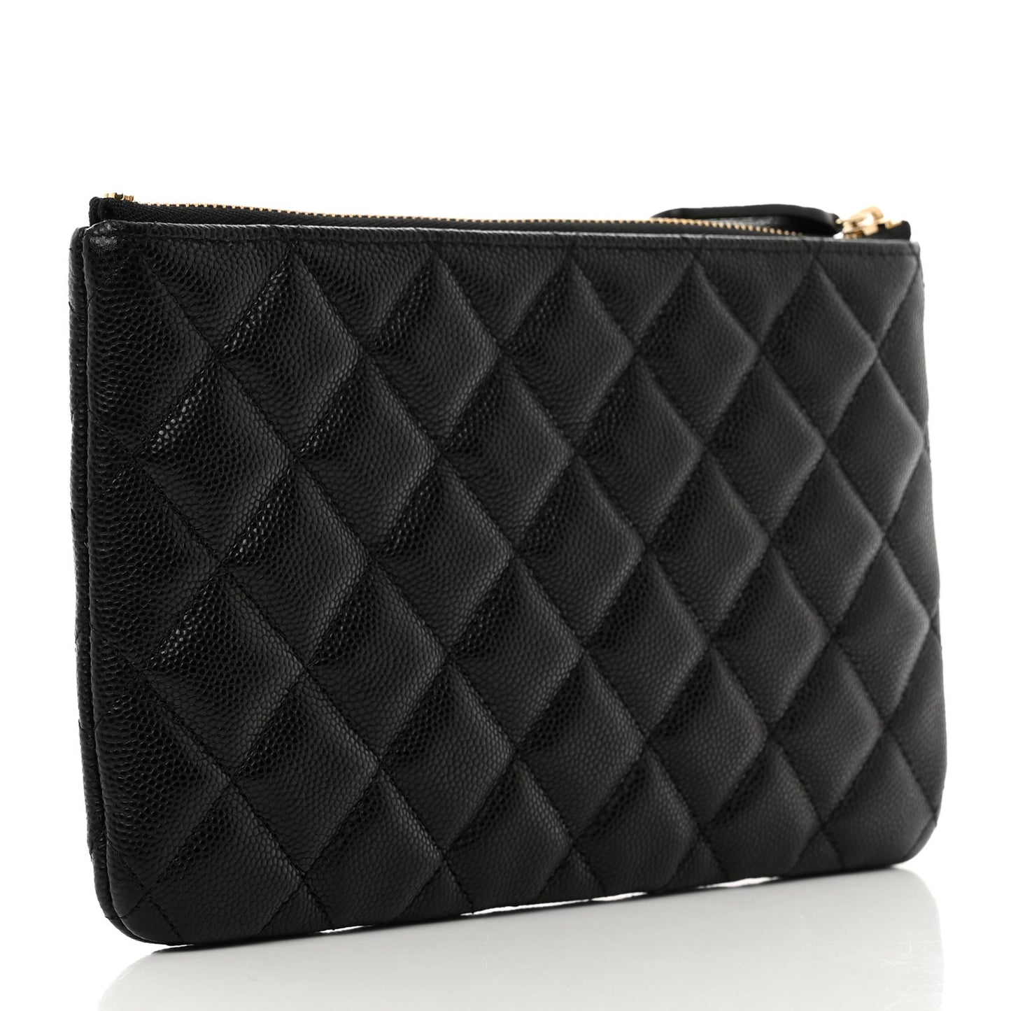 Caviar Quilted Crystal Enamel Cosmetic Case Black