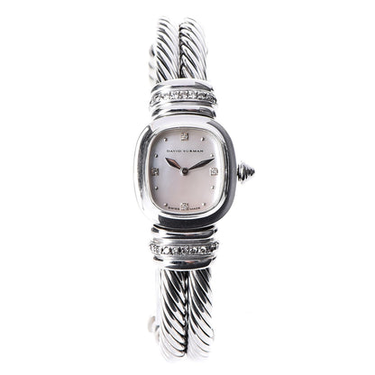 David Yurman Sterling Silver Diamond Mother of Pearl 19mm Cable Chelsea Quartz Watch 1 of 7