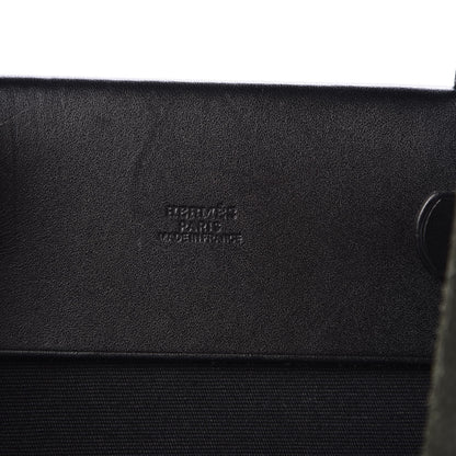 Hermes Toile Calfskin Herbag Cabas MM Black 8 of 10