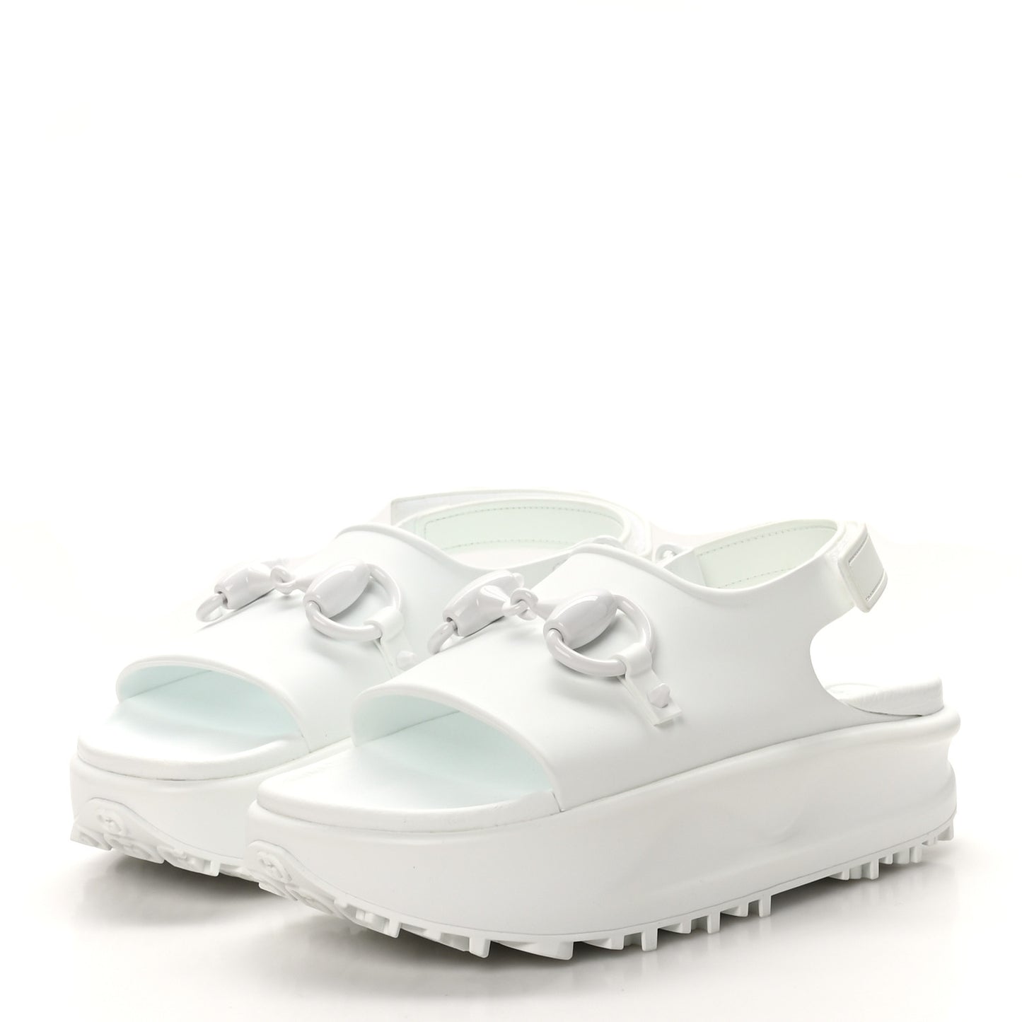 Soft Rubber Horsebit Touch Womens Strapped Sandals 37 Great White