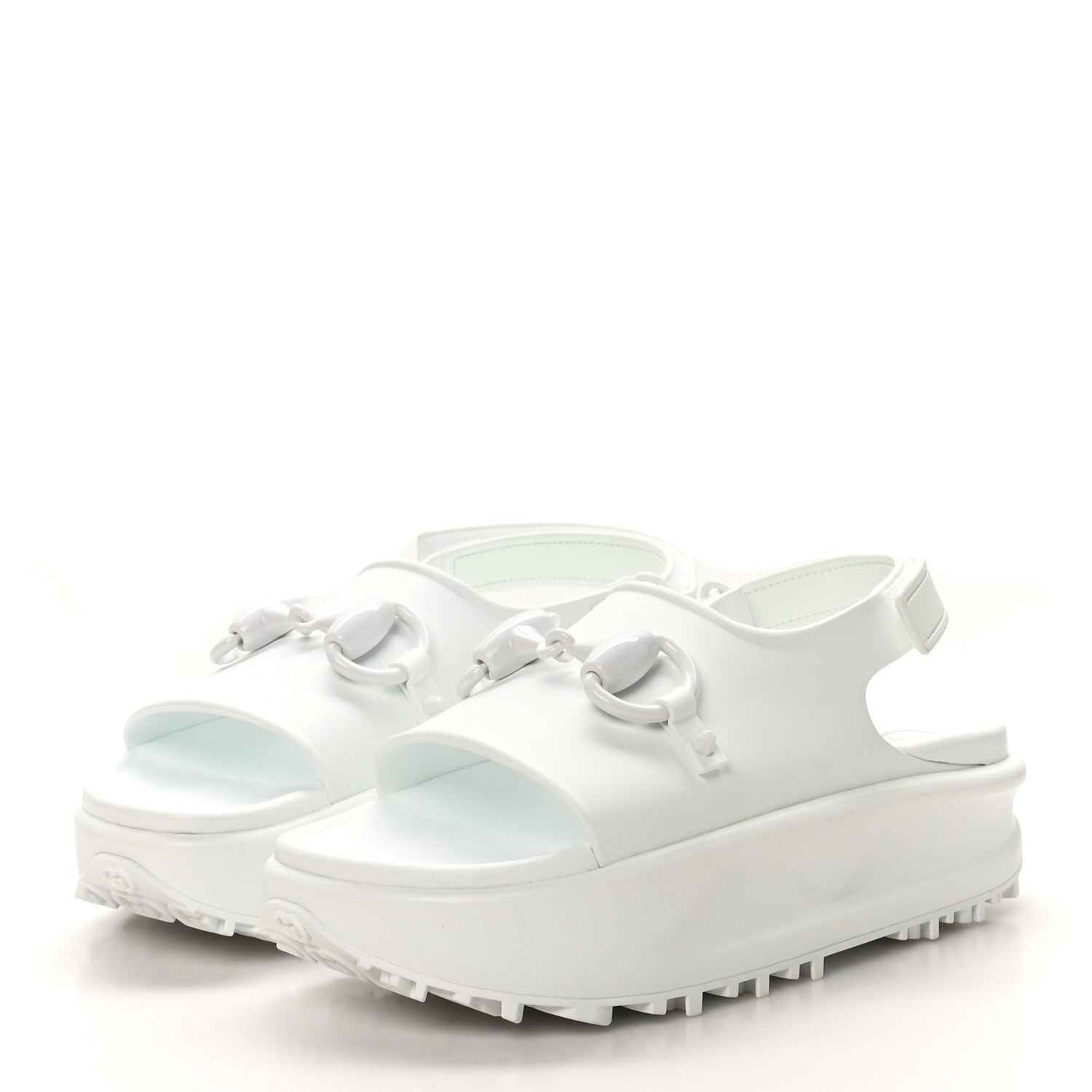 Gucci Soft Rubber Horsebit Touch Womens Strapped Sandals 37 Great White 4 of 8