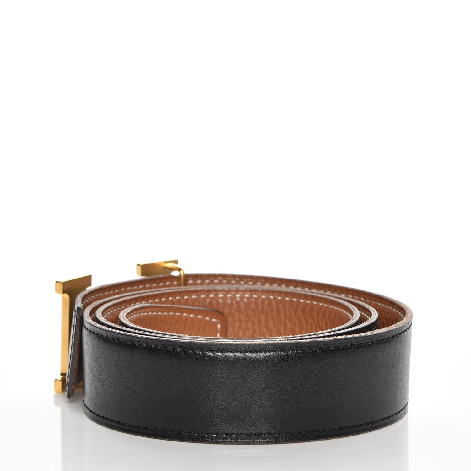 Hermes Box Togo 32mm H Belt 80 Black Gold 3 of 15