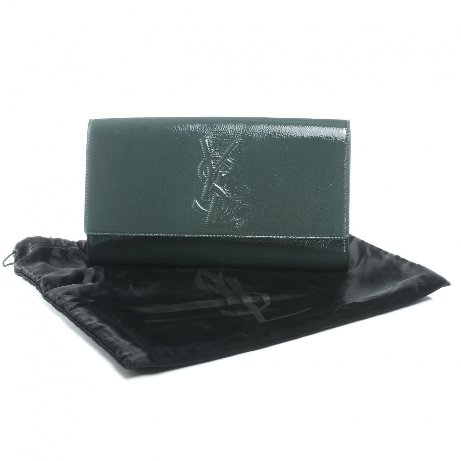 Saint Laurent Patent Large Belle de Jour Clutch Green 3 of 8