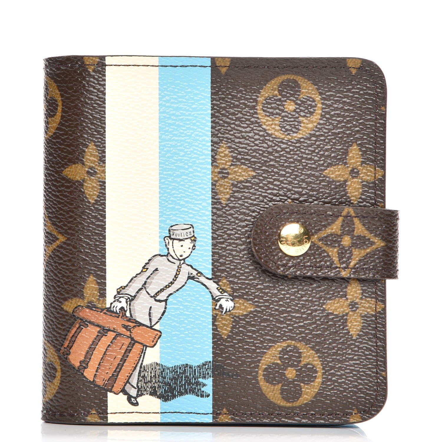 Louis Vuitton Monogram Groom Compact Zip Wallet Blue 1 of 9