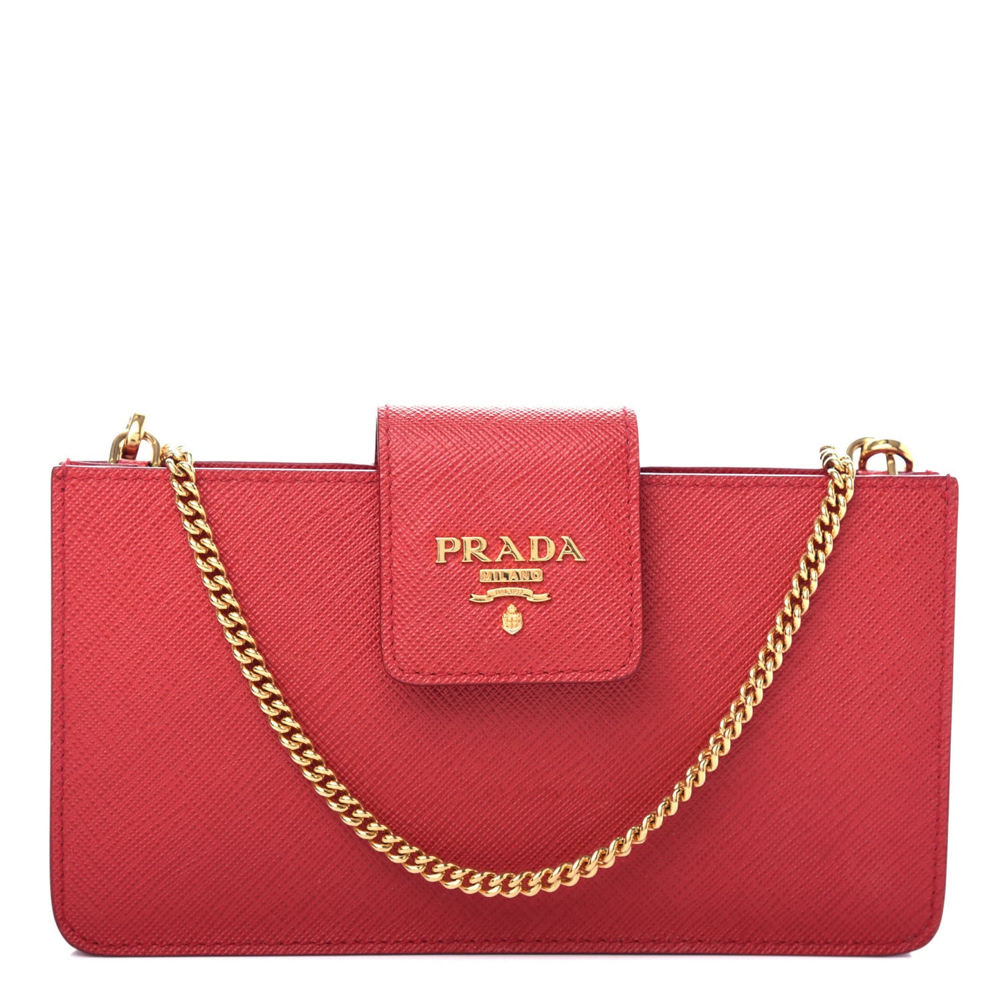 Saffiano Metal Mini Chain Wallet Fuoco