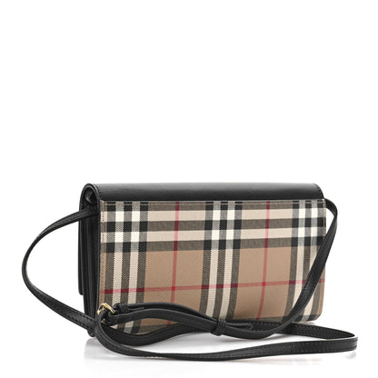 Burberry Calfskin Vintage Check Hannah Wallet with Detachable Strap Black 3 of 8