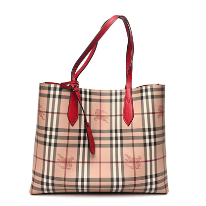 Burberry Haymarket Check Small Reversible Tote Poppy Red 10 of 15
