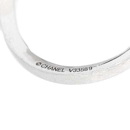 Chanel 18K White Gold Diamond Agate Camellia Ring 52 6 6 of 6