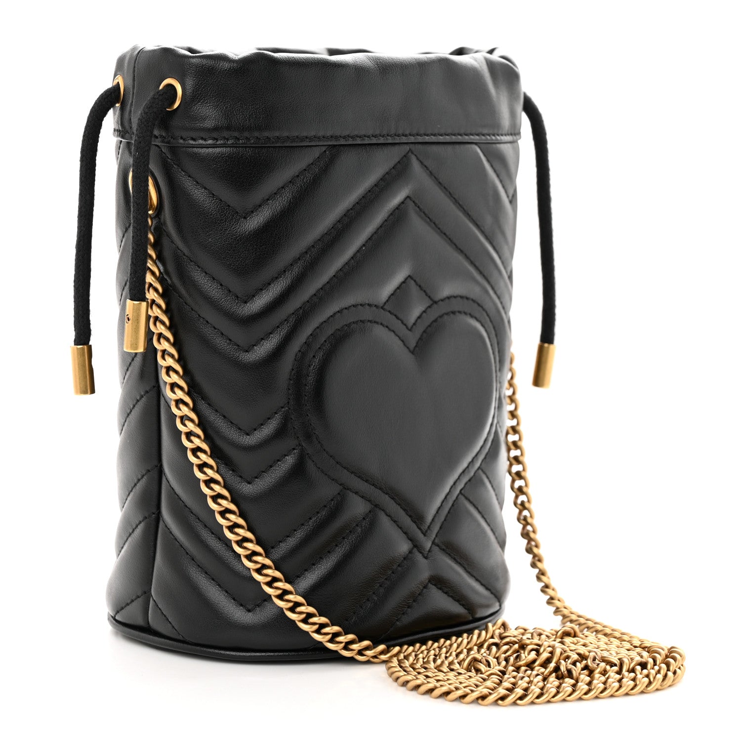 Gucci Calfskin Matelasse Mini GG Marmont 2.0 Bucket Bag Black 3 of 13