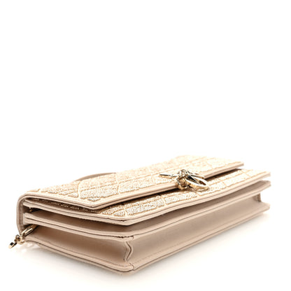 Christian Dior Calfskin Technical Fabric Beaded Embroidered Cannage Mini My Dior Top Handle Clutch Caramel Beige 4 of 9