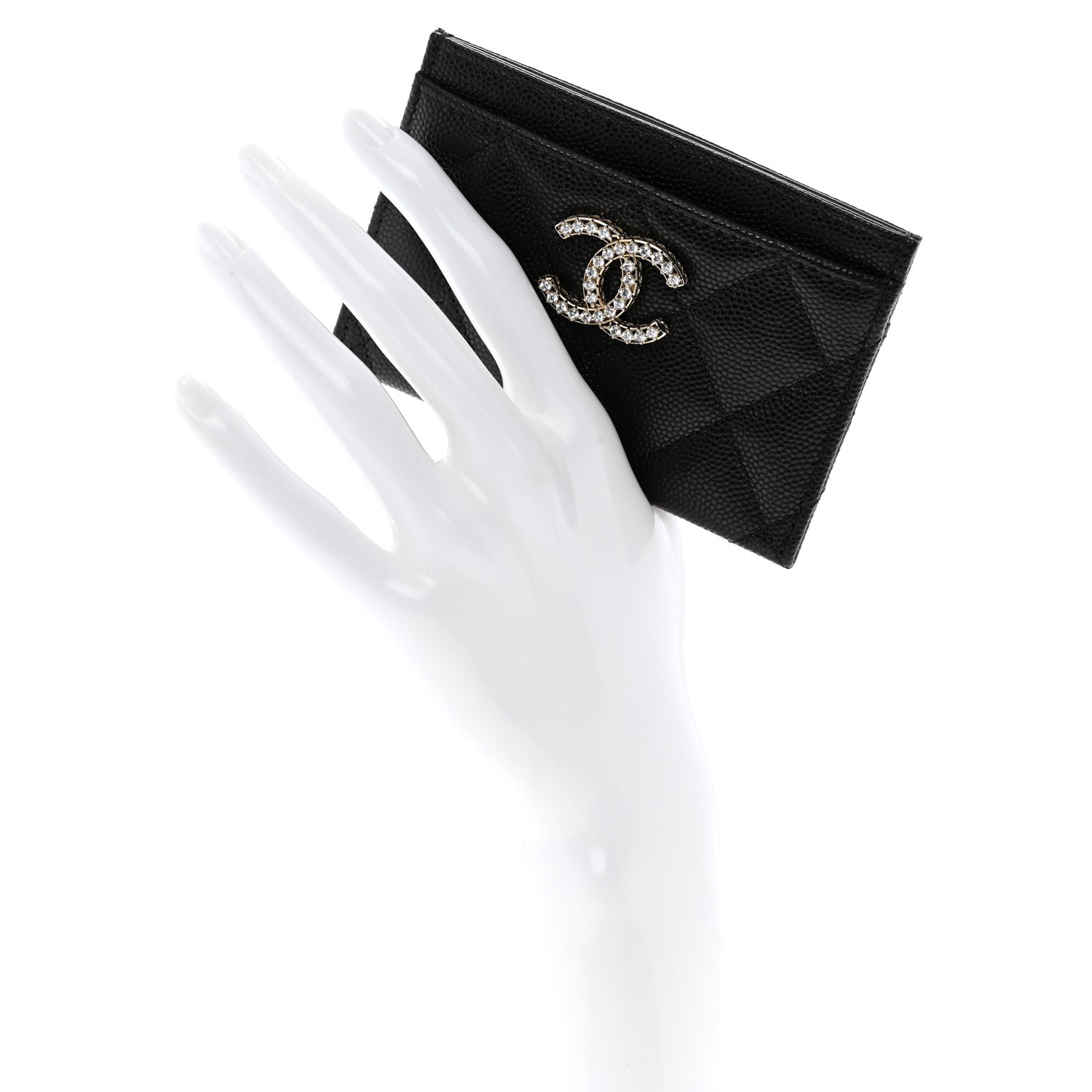 Chanel Caviar Quilted Crystal Card Holder Black 2 of 9