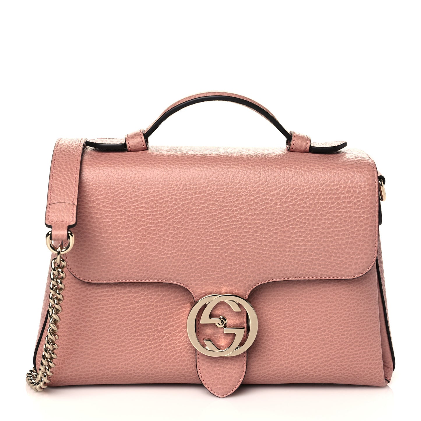 Dollar Calfskin Interlocking G Top Handle Shoulder Bag Soft Pink