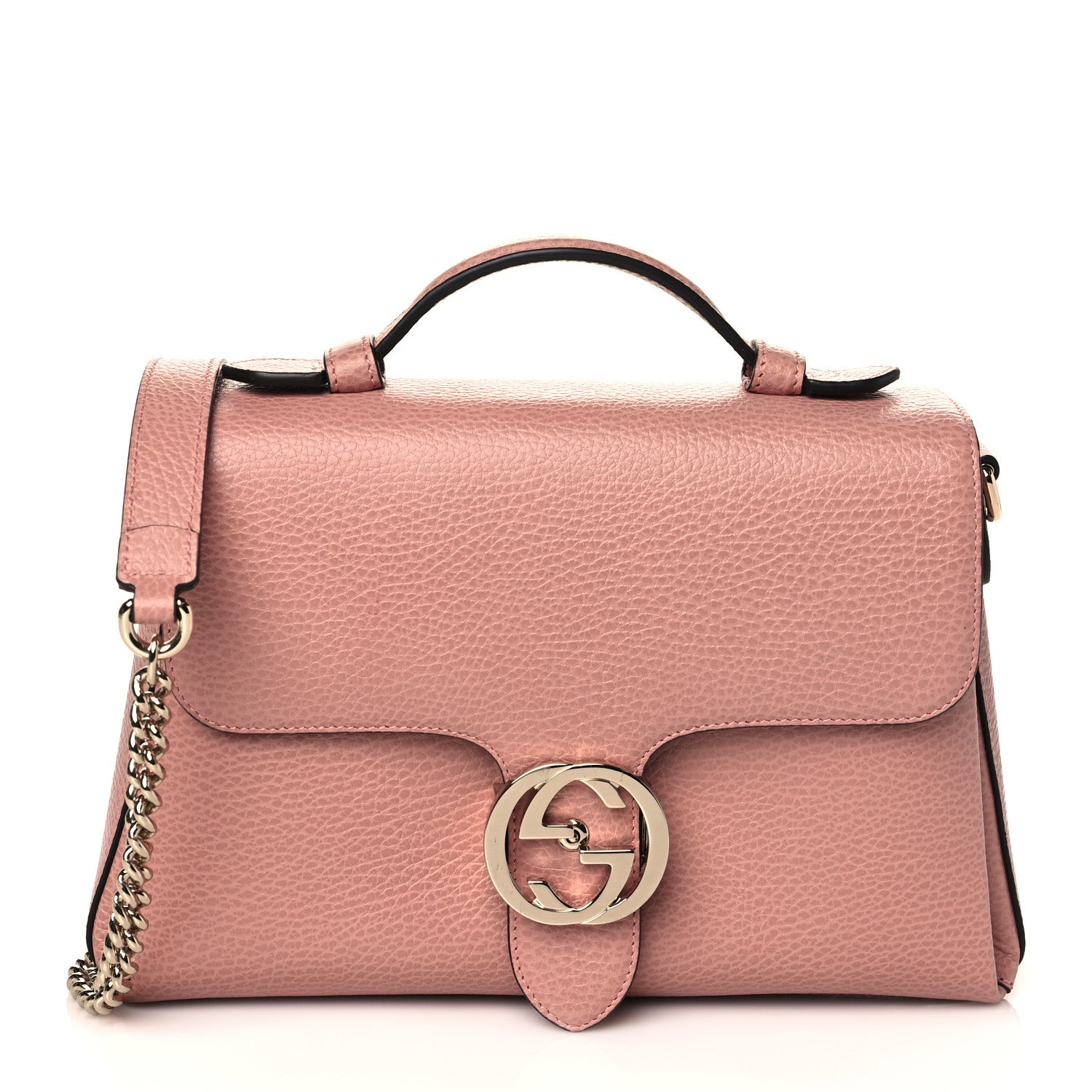 Gucci Dollar Calfskin Interlocking G Top Handle Shoulder Bag Soft Pink 1 of 10