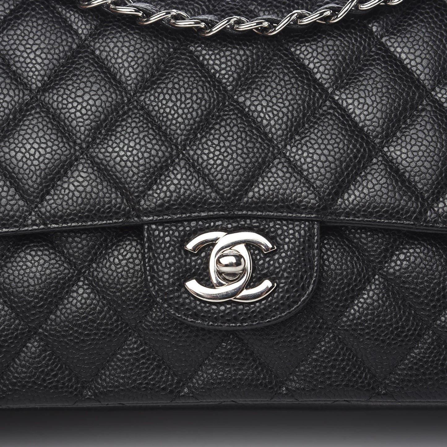 Caviar Quilted Medium Double Flap Black