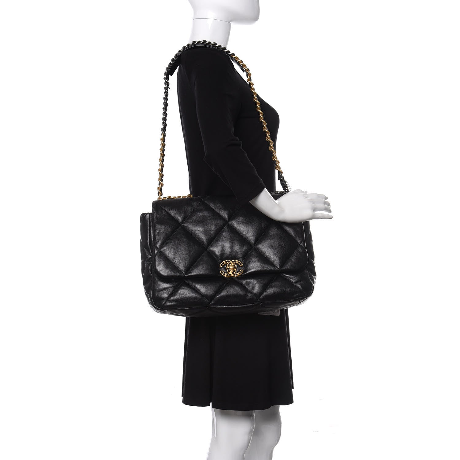 Chanel Lambskin Quilted Maxi Chanel 19 Flap Black 2 of 10