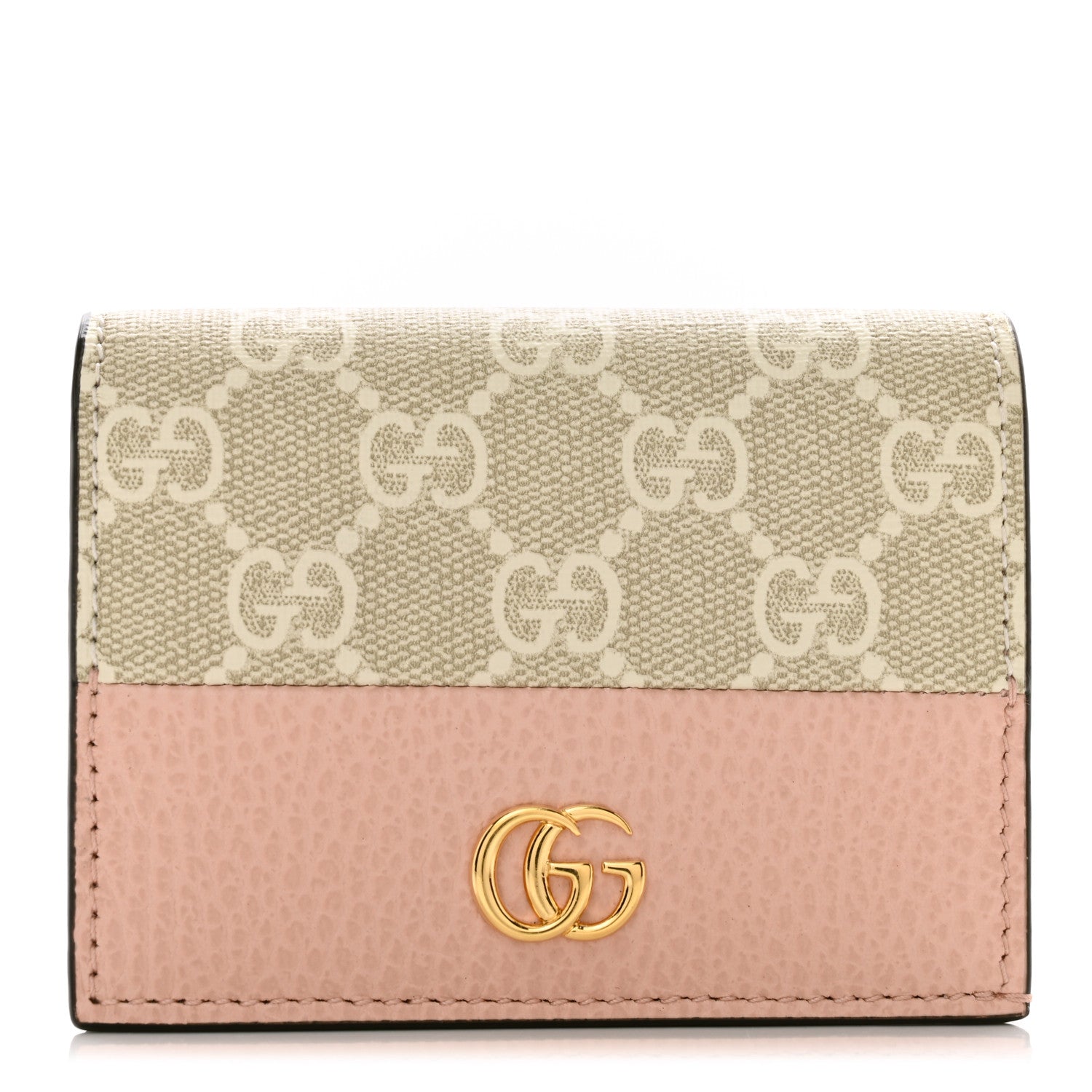 Gucci Dollar Calfskin GG Supreme Monogram GG Marmont Card Case Perfect Pink Beige Mystic White 1 of 7