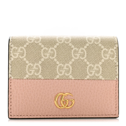 Gucci Dollar Calfskin GG Supreme Monogram GG Marmont Card Case Perfect Pink Beige Mystic White 1 of 7