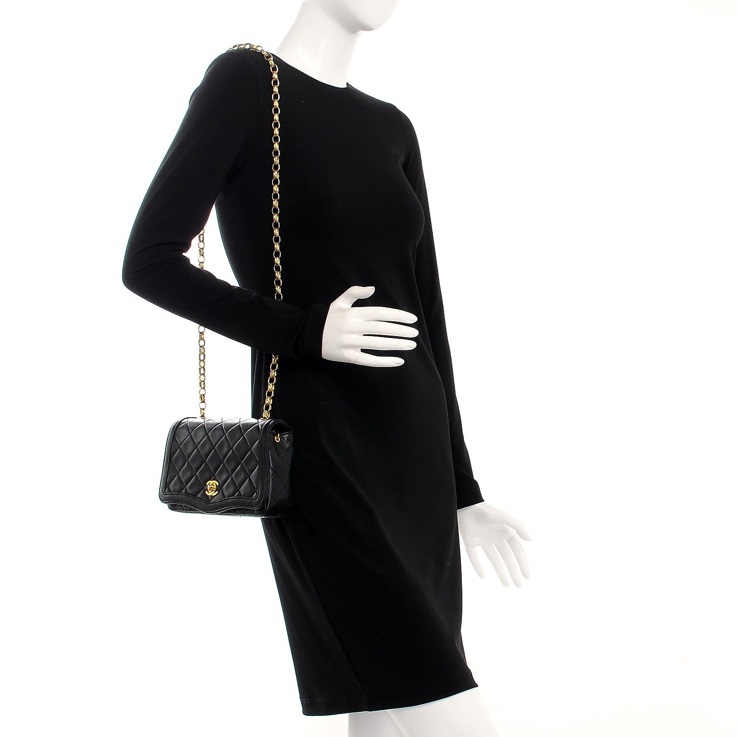FASHIONPHILE CHANELLambskinQuiltedSmallSingleFlapBlack 2 of 9