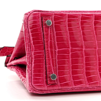 Hermes Shiny Porosus Crocodile Birkin 25 Rose Mexico 9 of 11