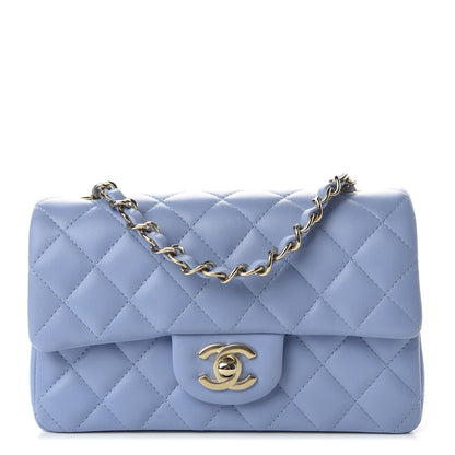 Chanel Lambskin Quilted Mini Rectangular Flap Light Blue 1 of 11