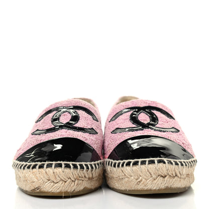 Chanel Tweed Patent CC Espadrilles 38 Pink Black 2 of 4