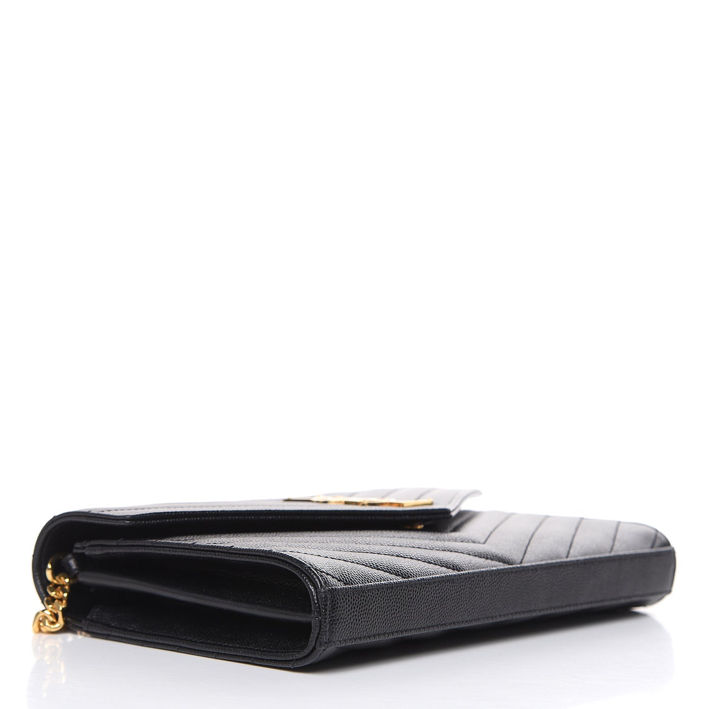 Grain De Poudre Matelasse Chevron Monogram Chain Wallet Black