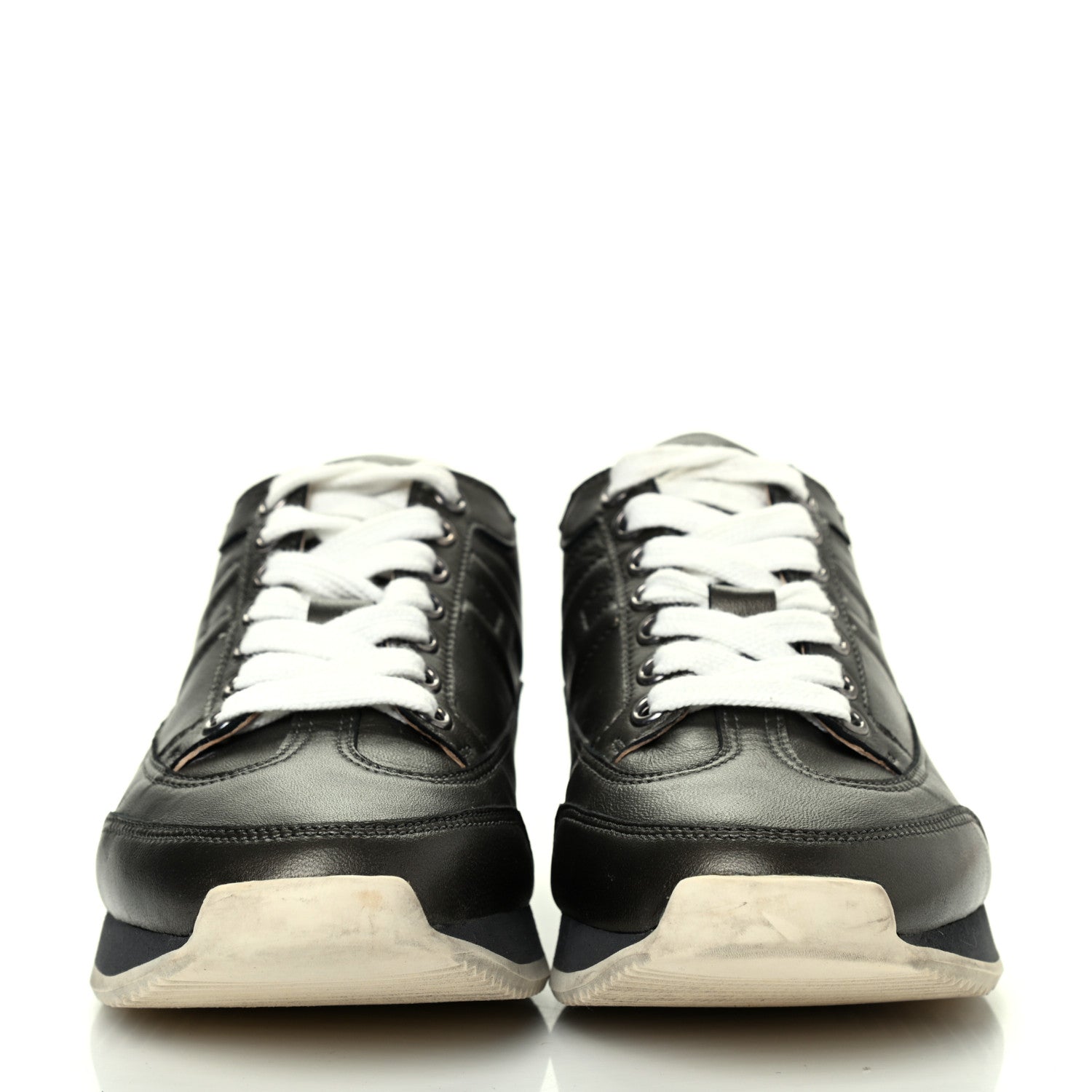 Hermes Metallic Nappa Womens Trail Sneakers 36 Black 2 of 13