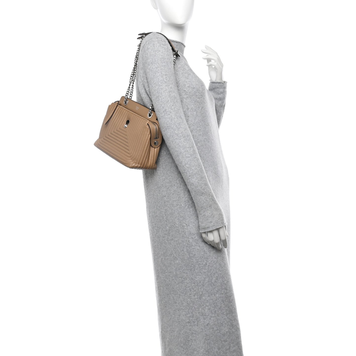 Shiny Nappa Trapuntata Small DotCom Click Chain Satchel Cuoio