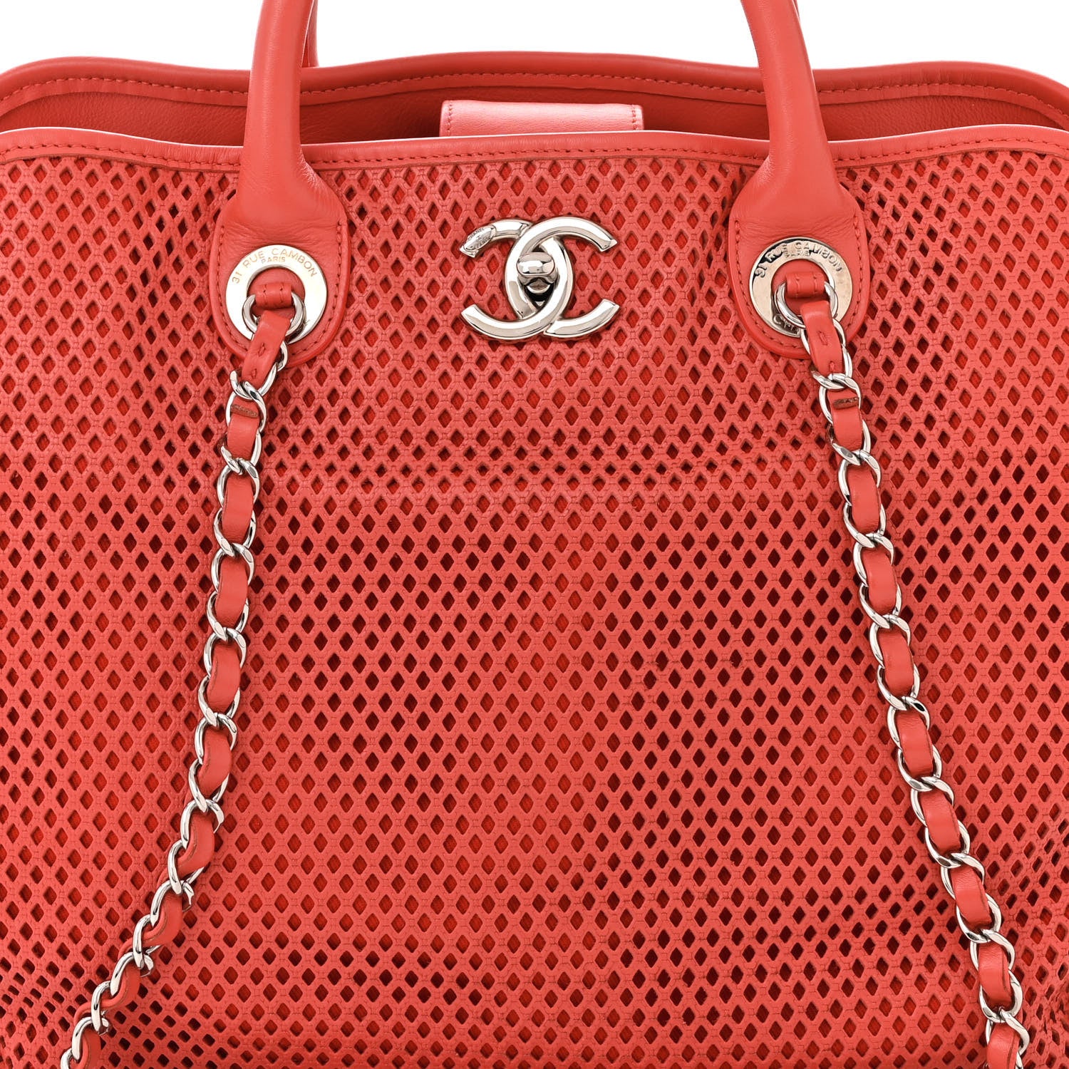 Chanel Calfskin Perforated Up In The Air Tote Red 8 of 10