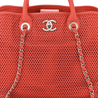 Chanel Calfskin Perforated Up In The Air Tote Red 8 of 10