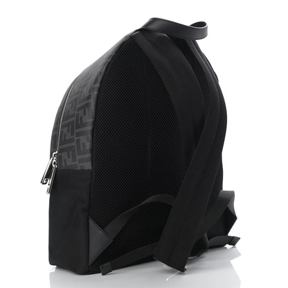 Fendi Glazed Fabric Nylon FF 1974 Diagonal Pouch Pocket Backpack Black Sunflower 3 of 9
