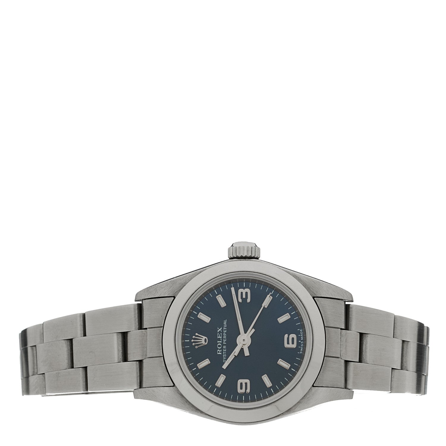 Rolex Stainless Steel 24mm Oyster Perpetual Watch Blue 76080
